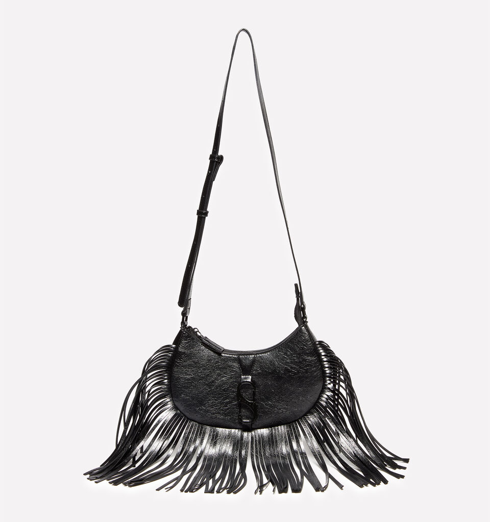 Black crossbody bag with fringe - null - Black | Sisley image number 1